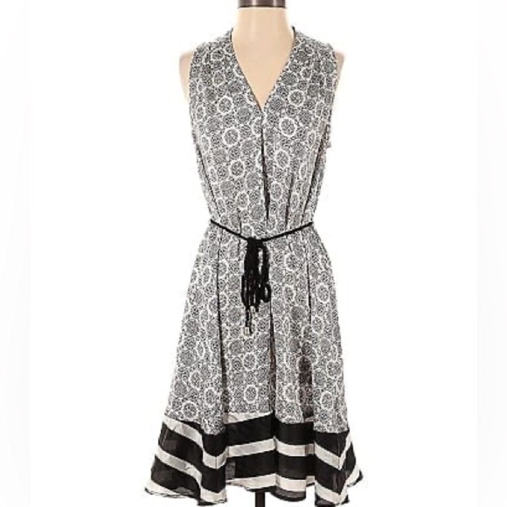 Peter Som for Design Nation Silky Printed A-line Black and White Dress